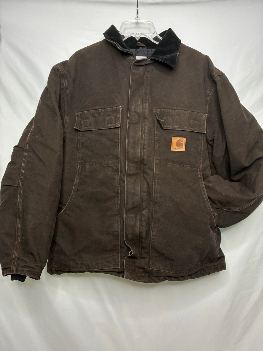 Carhartt C26 DKB Dark Brown Men's Large Arctic Quilt Lined Coat Jacket Vintage